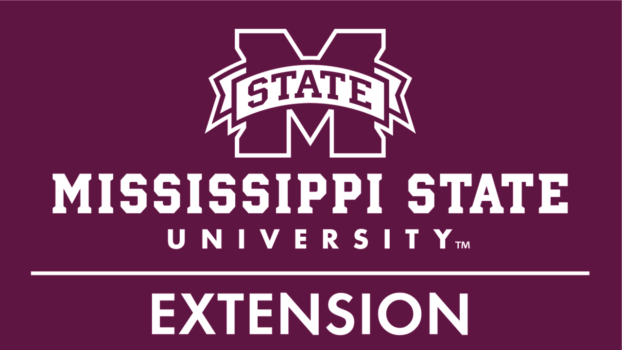 Mississippi State University Extension Service logo in white on maroon background.