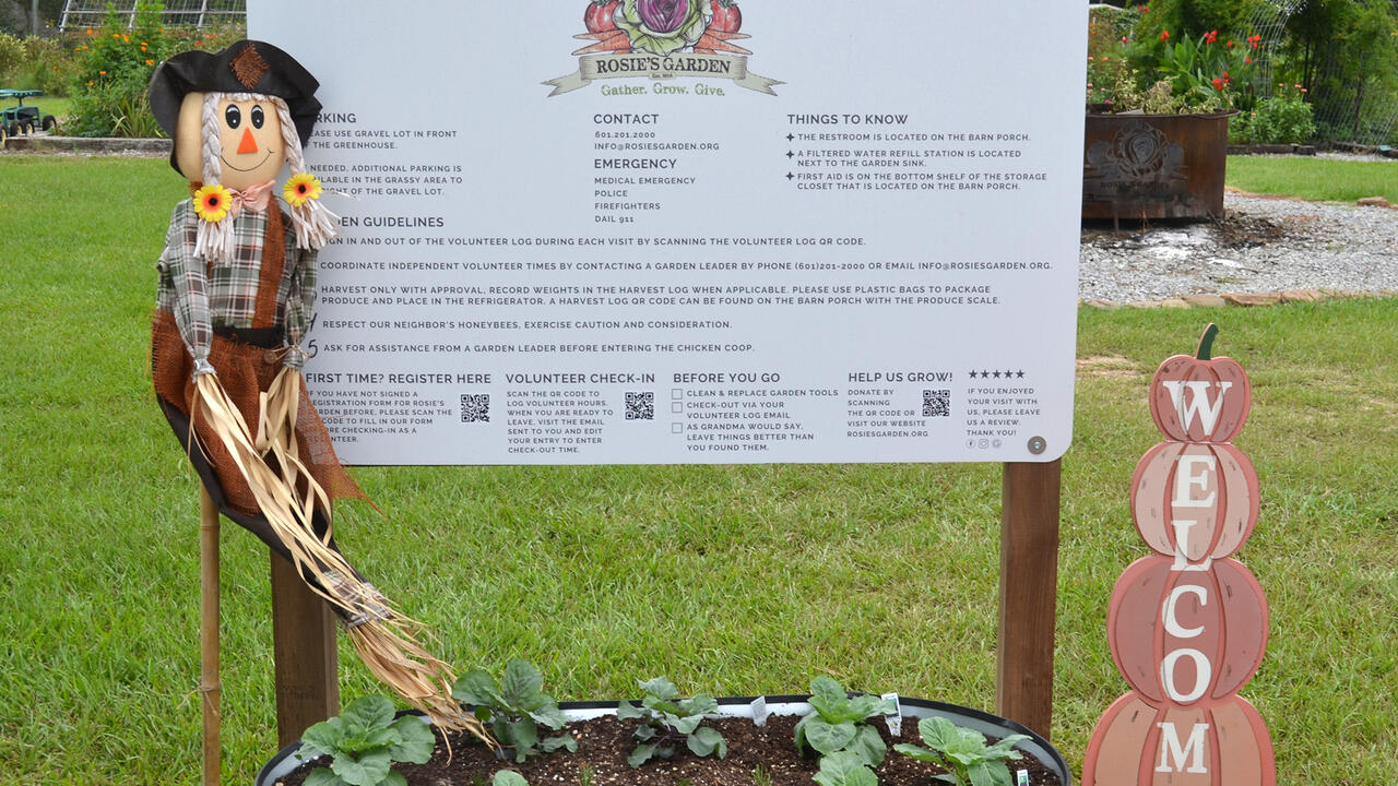 A sign announces Rosie’s Garden.