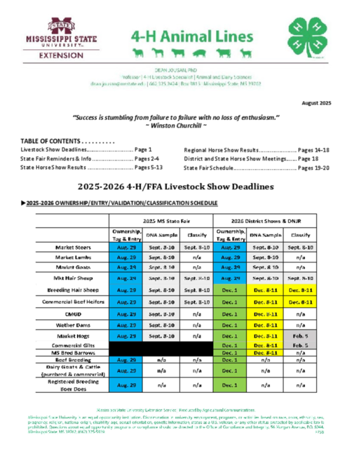 Preview of August 2025 - 4-H Animal Lines